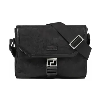 VERSACE Polyamide Messenger Bag, Shoulder Bag, Crossbody Bag Men's Black