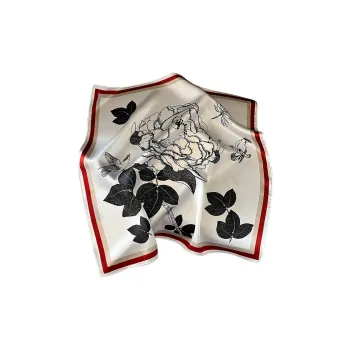 Narandu Silk Scarves Women's Black With White Floral