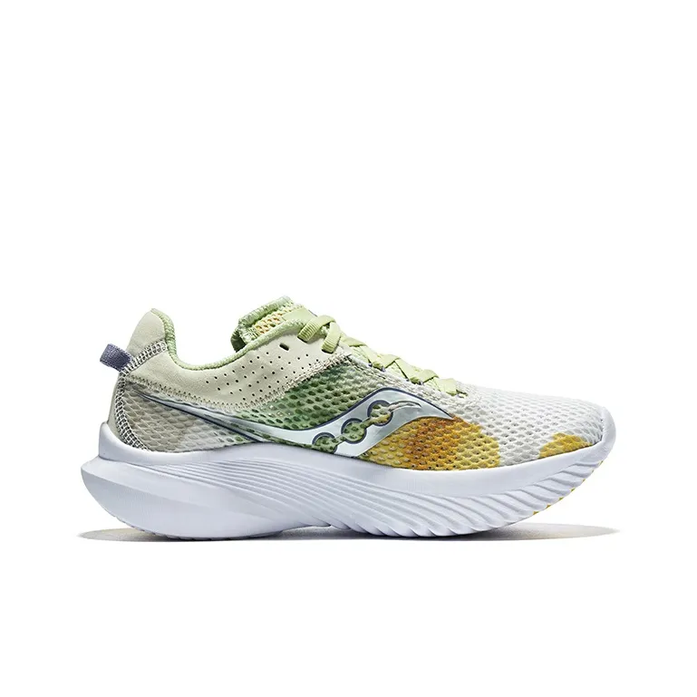 Saucony Kinvara 14 Cushioning Lightweight Low-Top Marathon Running Shoes Women's White Light Green-1
