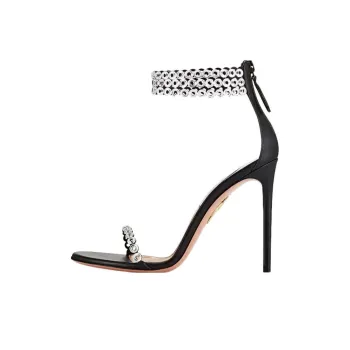 AQUAZZURA Strap Sandals 10.5cm Women's Silver Black