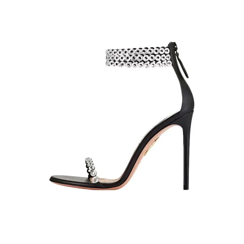 AQUAZZURA Strap Sandals 10.5cm Women's Silver Black-0