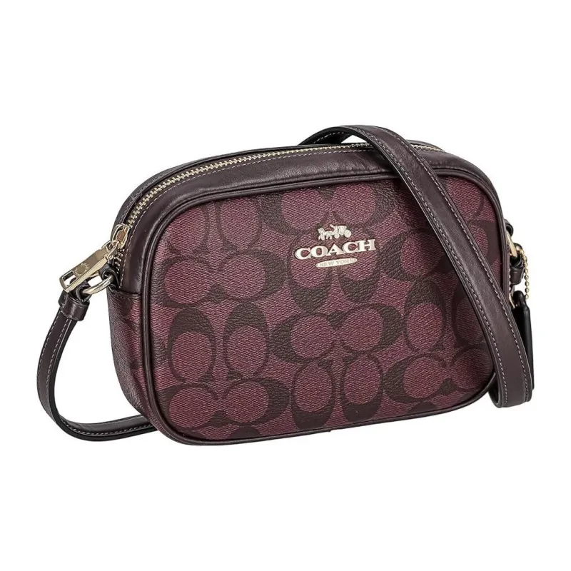 COACH Jamie Canvas With Leather Camera Bag, Canvas Bag, Shoulder Bag, Crossbody Bag Trumpets Women's Gold & Dark Red-1