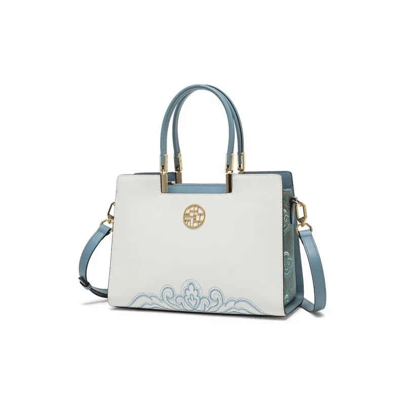 Geshiman Cow Leather Handbag Regular Women's Ecru/Royal Blue/Apricot/Burgundy-1