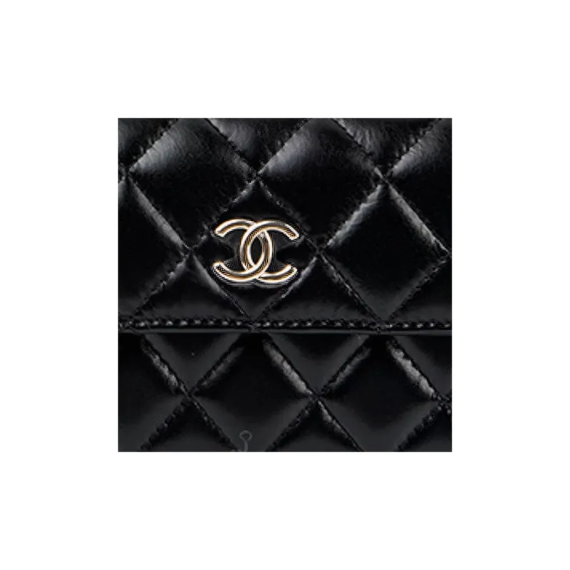 CHANEL Lambskin Coin Purse Crossbody Bag Shoulder Bag Women's Black-5