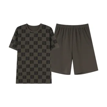 Pretty Lady Pajama Set Men's Brown Plaid