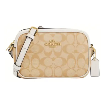 COACH Jamie Canvas With Leather Camera Bag, Shoulder Bag, Crossbody Bag Mini Women's Light Khaki With Chok Color