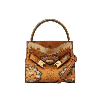 TORY BURCH Brocade With Leather Shoulder Bag Crossbody Bag Handbag Women's Sunset Bonfire