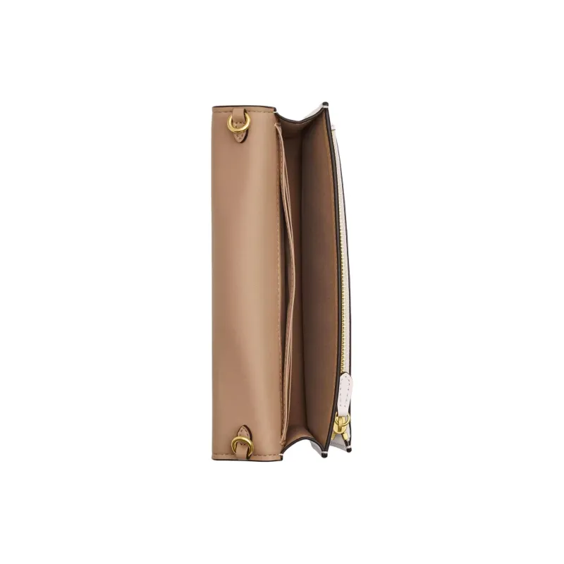 COACH Anna Coated Canvas Clutches Shoulder Bag Crossbody Bag Small Size Women's Gold & Chalk Multicolor-2