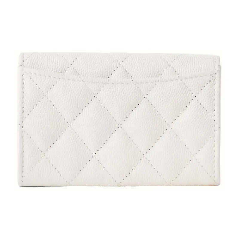 CHANEL Leather Card Holder Regular Unisex White-2