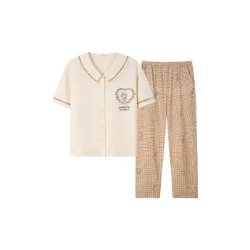 Sha Qian Pajama Set Summer Women's Custard