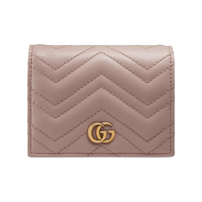 GUCCI GG Marmont Leather Wallet With Coin Pocket And Card Holder Women's Nude-0