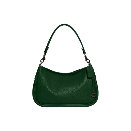COACH Cary Pebbled Leather Shoulder Bag, Handbag, Shoulder Bag Women's Deep Pine Green