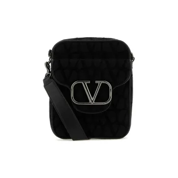 Valentino Locò Leather Crossbody Bag, Shoulder Bag Men's Black
