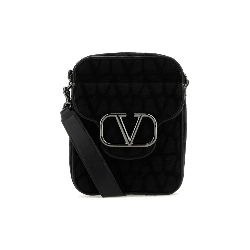 Valentino Locò Leather Crossbody Bag, Shoulder Bag Men's Black-0