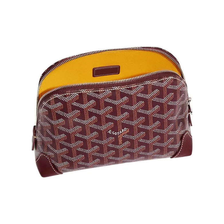 GOYARD Vendôme Canvas With Calfskin Dog Tooth Makeup Bag Women's Burgundy-2
