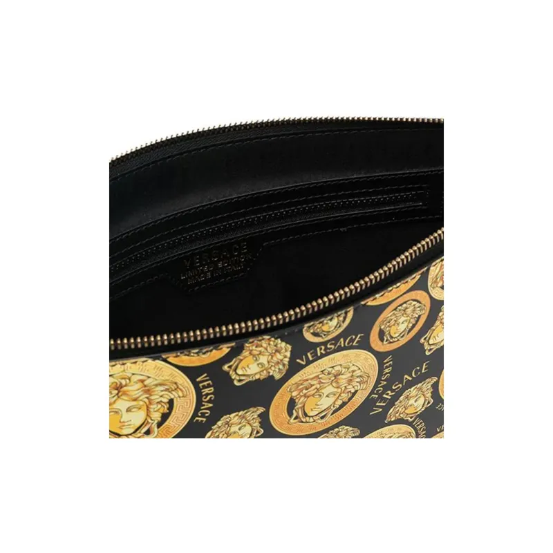 VERSACE Leather Briefcase Commute Bag Clutch Unisex Color Block-5