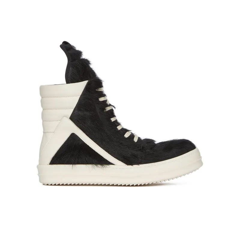 RICK OWENS/RO High Top Skateboard Shoes Men's Black White-1