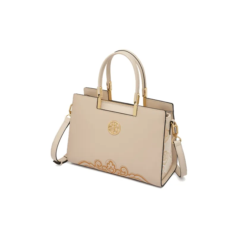 Geshiman Cow Leather Handbag Regular Women's Ecru/Royal Blue/Apricot/Burgundy-8
