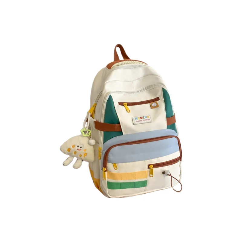 NX DOUGHNUT Nylon Backpack Backpack Large Size Unisex Yellow/Green/Pink/Black-4