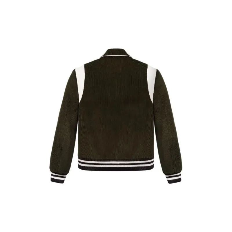SPORTY & RICH Logo embroidered Corduroy Bomber Jacket-1