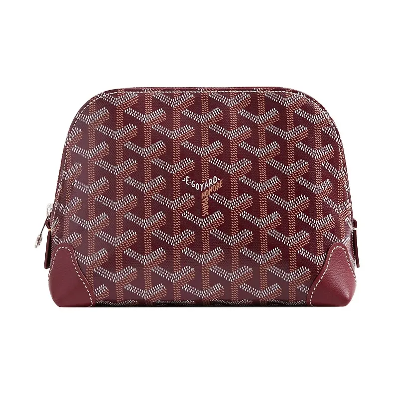 GOYARD Vendôme Canvas With Calfskin Dog Tooth Makeup Bag Women's Burgundy-0