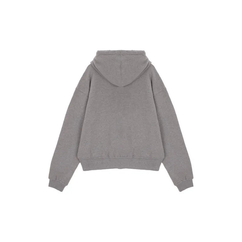 MATIN KIM Cutted Logo Hoody In Grey Sweatshirt Unisex Gray-1