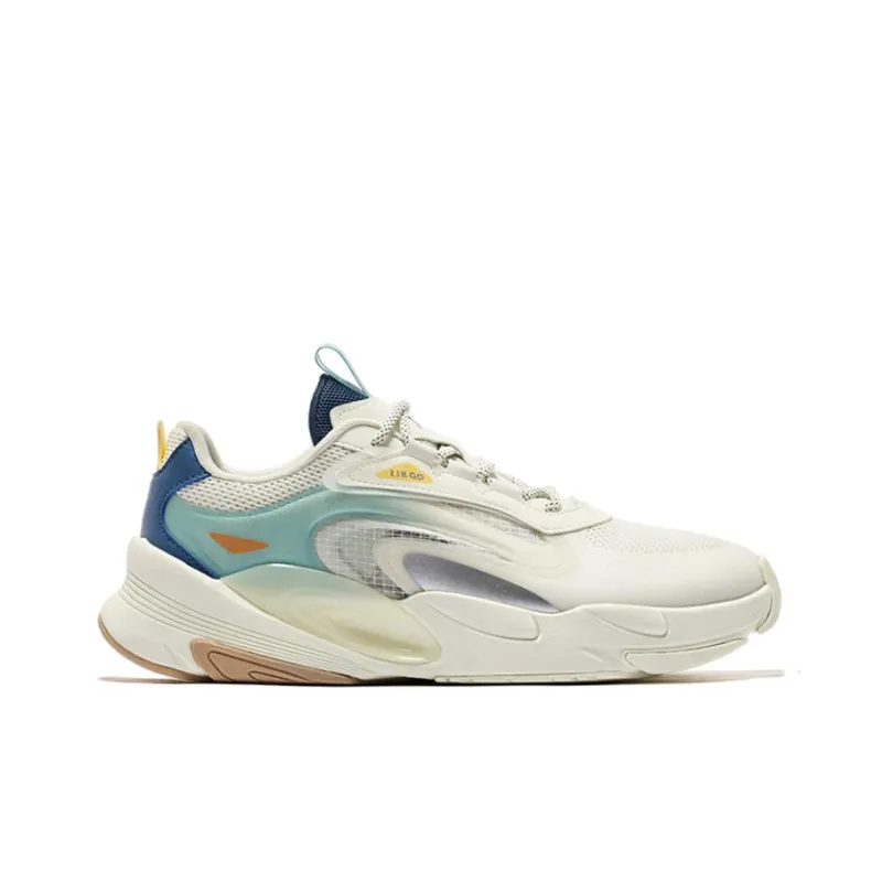 QIAODAN Anti Slip Wear Resistant Low Top Casual Shoes Men's White Cyan-1