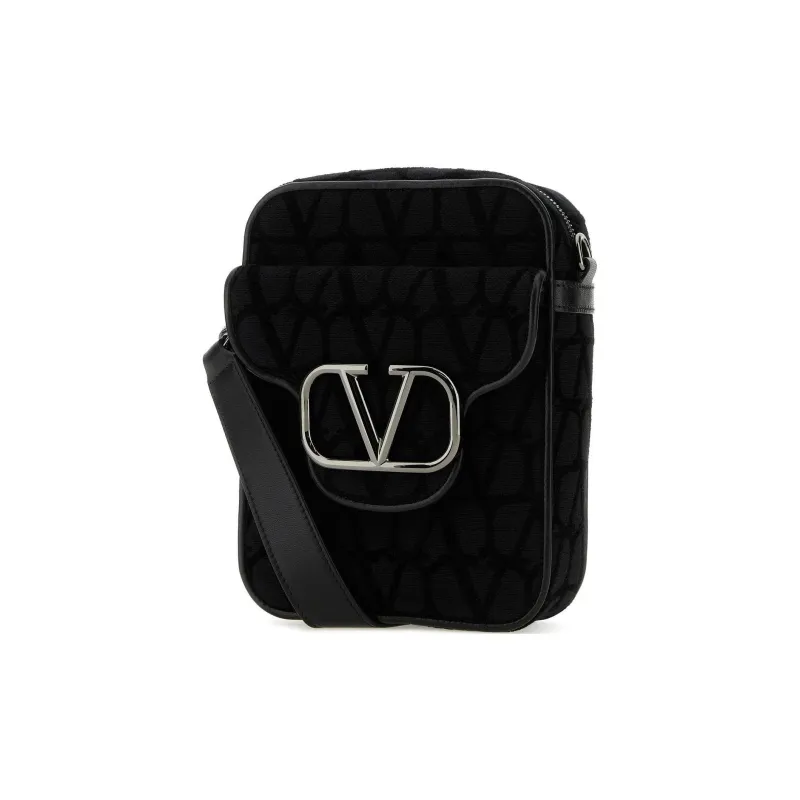 Valentino Locò Leather Crossbody Bag, Shoulder Bag Men's Black-1