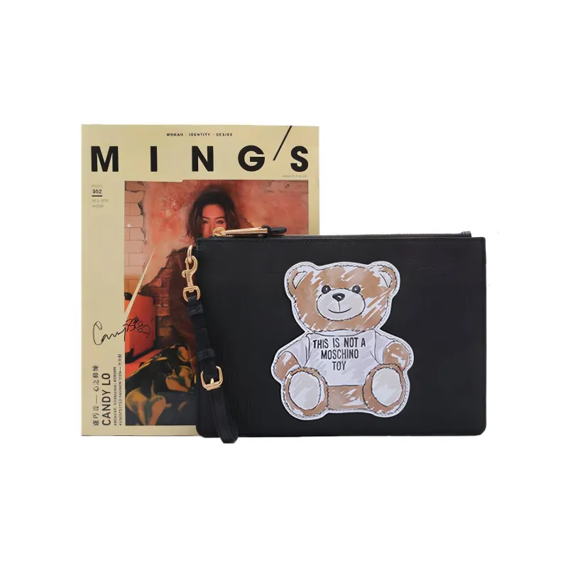 MOSCHINO PVC Clutch Women's Black-4