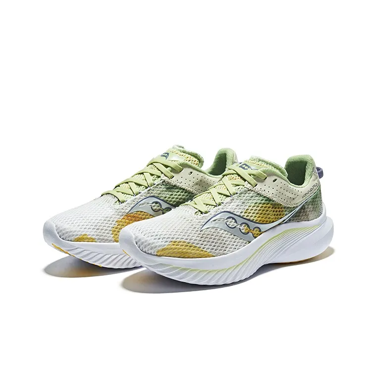 Saucony Kinvara 14 Cushioning Lightweight Low-Top Marathon Running Shoes Women's White Light Green-2