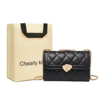 Chearly Kitity Synthetic Leather Crossbody Bag, Shoulder Bag Women's Classic Black/Milkshake White