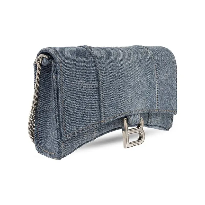 Balenciaga Denim Hourglass Bag, Crossbody Bag, Shoulder Bag Women's Denim Blue-1