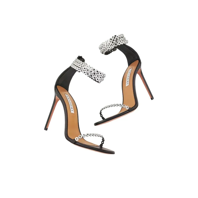 AQUAZZURA Strap Sandals 10.5cm Women's Silver Black-3