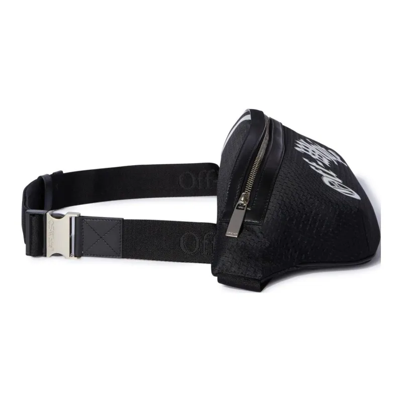 OFF WHITE Polyamide One Shoulder Crossbody Fanny Pack Men's Black & White-2