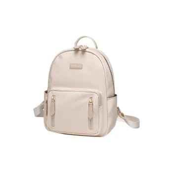 POLO Fabric Graduation Travel Backpack Backpack Medium Size Women's Ecru & Apricot/Gray & Brown