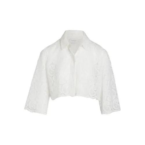 GIAMBATTISTA VALLI Paisley-pattern Macramé Cropped Blouse