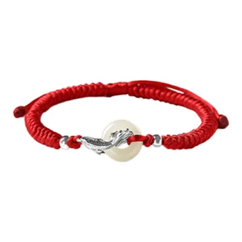 Hot Real Silver Building 999 Fine Silver Hetian Jade Bracelets Unisex Pale Greenish-White Jade