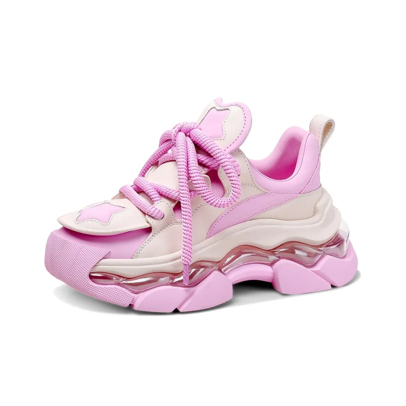 Hoov Anti-Slip And Wear-Resistant Lightweight Height Increasing High-Top Chunky Sneakers Women's-1
