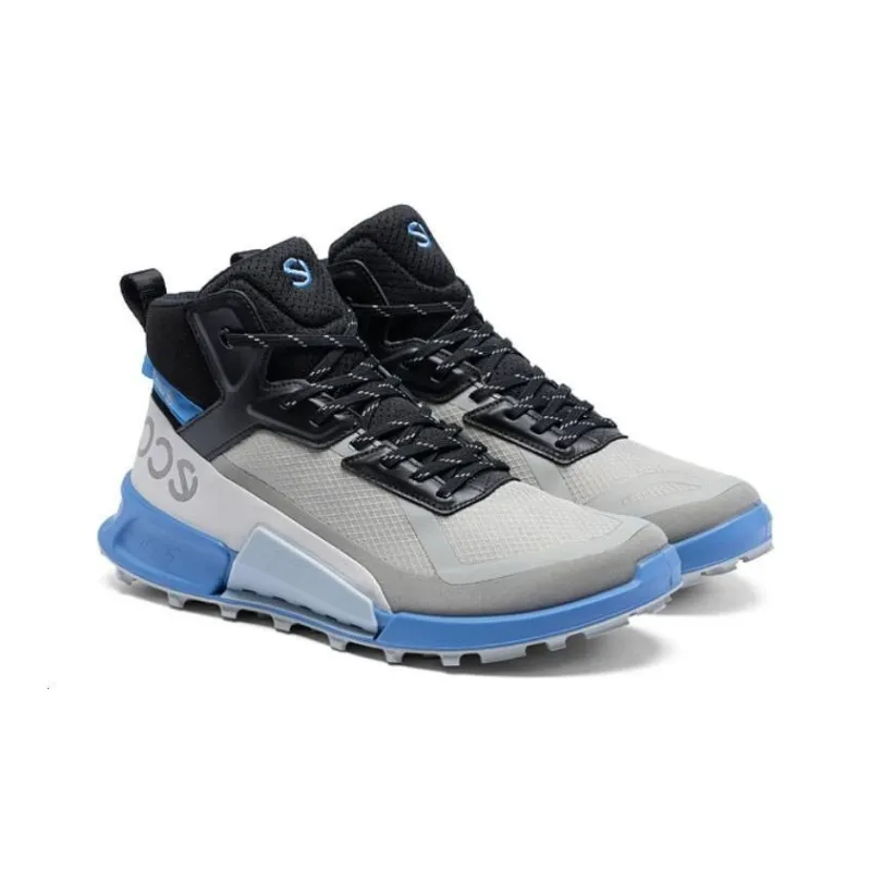 Ecco Step 2.1 Series High Top Casual Shoes Men's Gray Black Blue-4