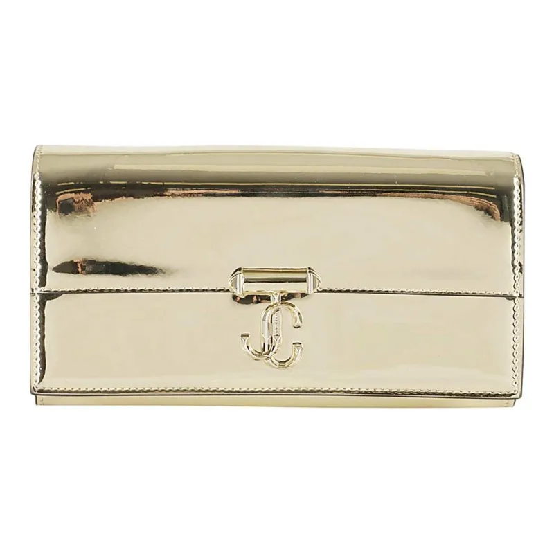 Jimmy Choo Avenue Leather Wallet Women's Gold-0