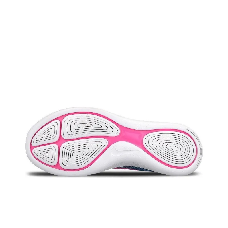 Nike LunarEpic Flyknit Cushioned Wear Resistant Breathable High Top Casual Running Shoes Women's Blue Pink-4