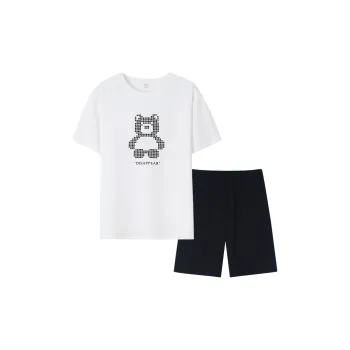 Sha Qian Pajama Set Summer Men's White