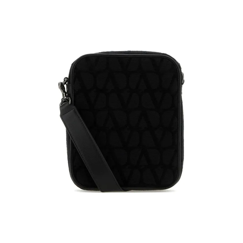 Valentino Locò Leather Crossbody Bag, Shoulder Bag Men's Black-2