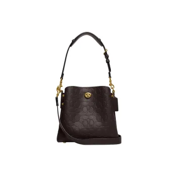 COACH Willow Polished Grained Leather Bucket Bag Handbag Shoulder Bag Crossbody Bag Medium Size Women's Black