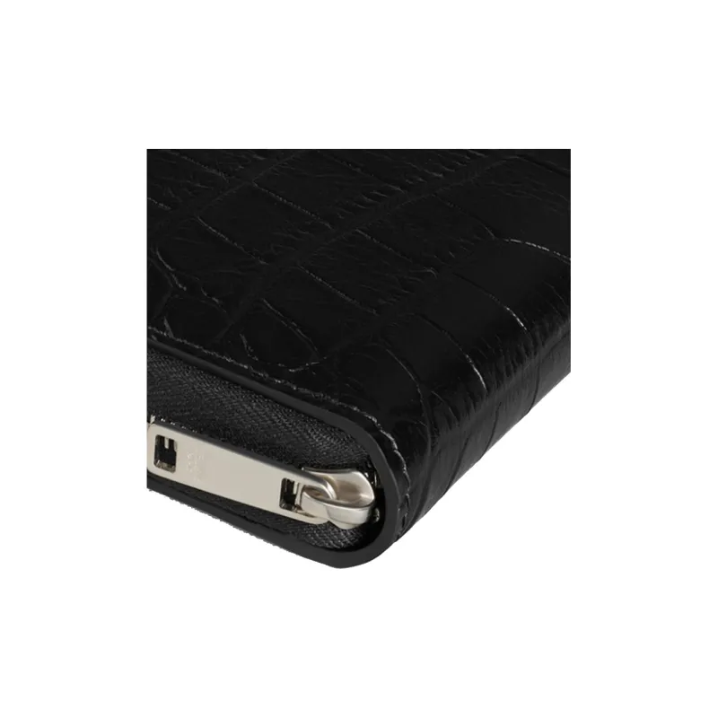 CELINE Calfskin Clutches Wallets Large Size Men's Black-4