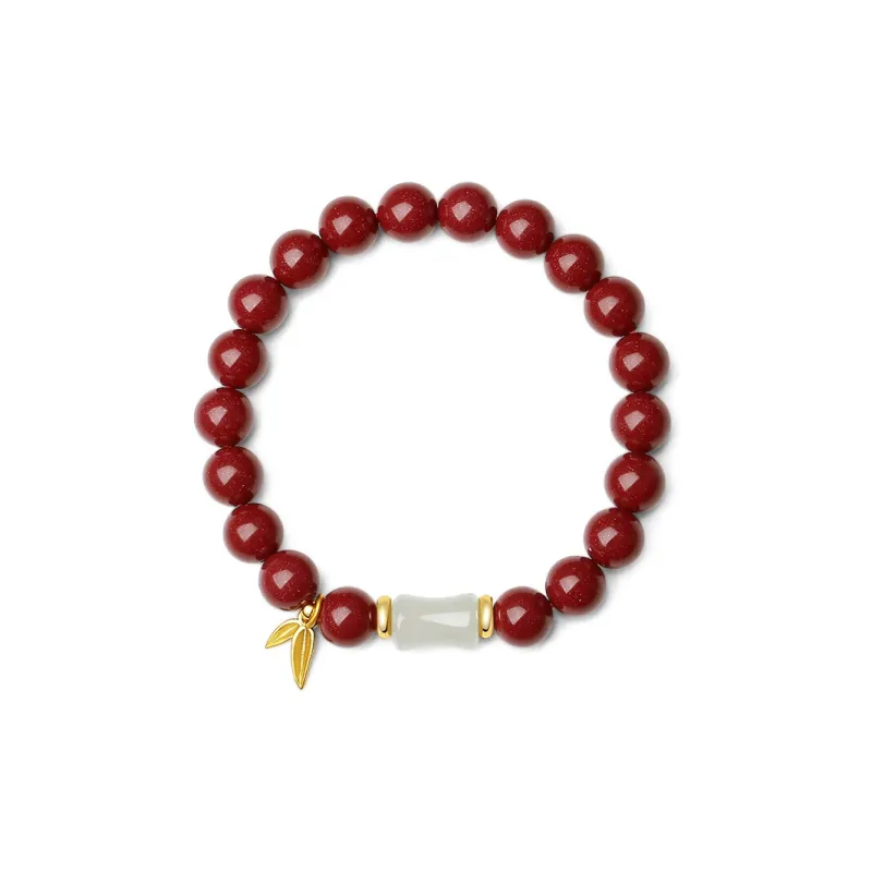 Yi Mingju Reconstructed Cinnabar Jade Bracelets Women's-0