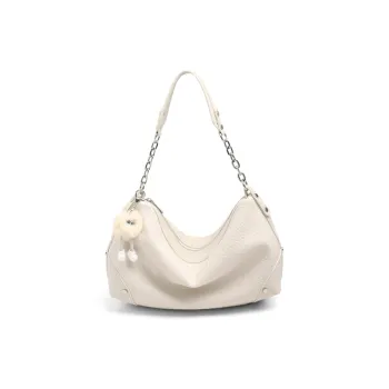 MZ HOUGE PU Dumpling Bag Shoulder Bag Crossbody Bag Regular Women's Ecru/Black