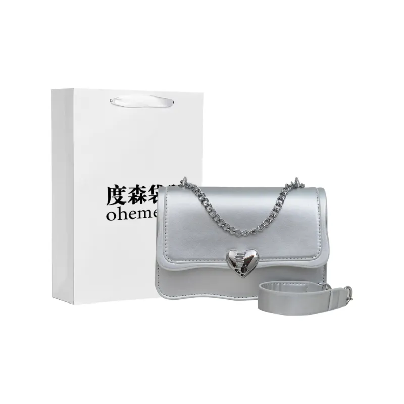 Dusen Kangaroo PU Crossbody Bag, Shoulder Bag Women's White/Pink/Silver/Black-8