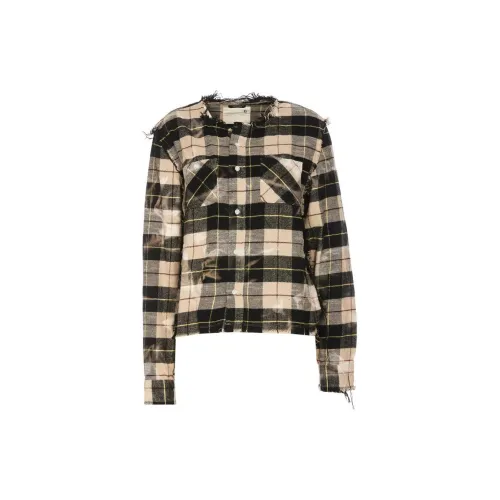 R13 Distressed Plaid Cotton Shirt