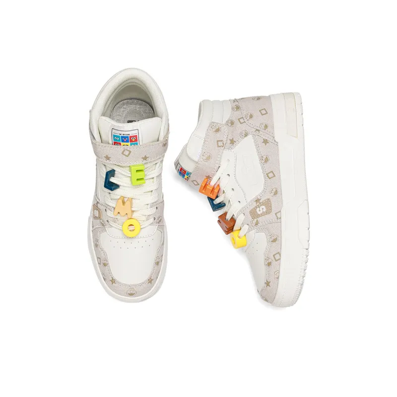 SESAME STREET Skateboard Shoes Unisex High Top Black & White/Denim Blue/Beige Apricot/Black-24